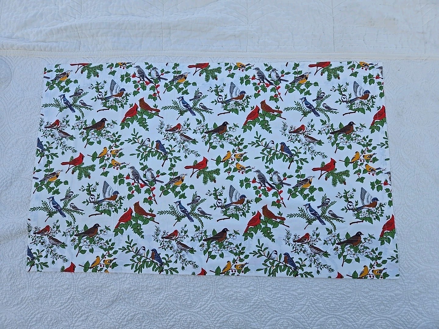 Birds Valance Curtain, White Cafe Curtain (39 ” W x 24 ” H)