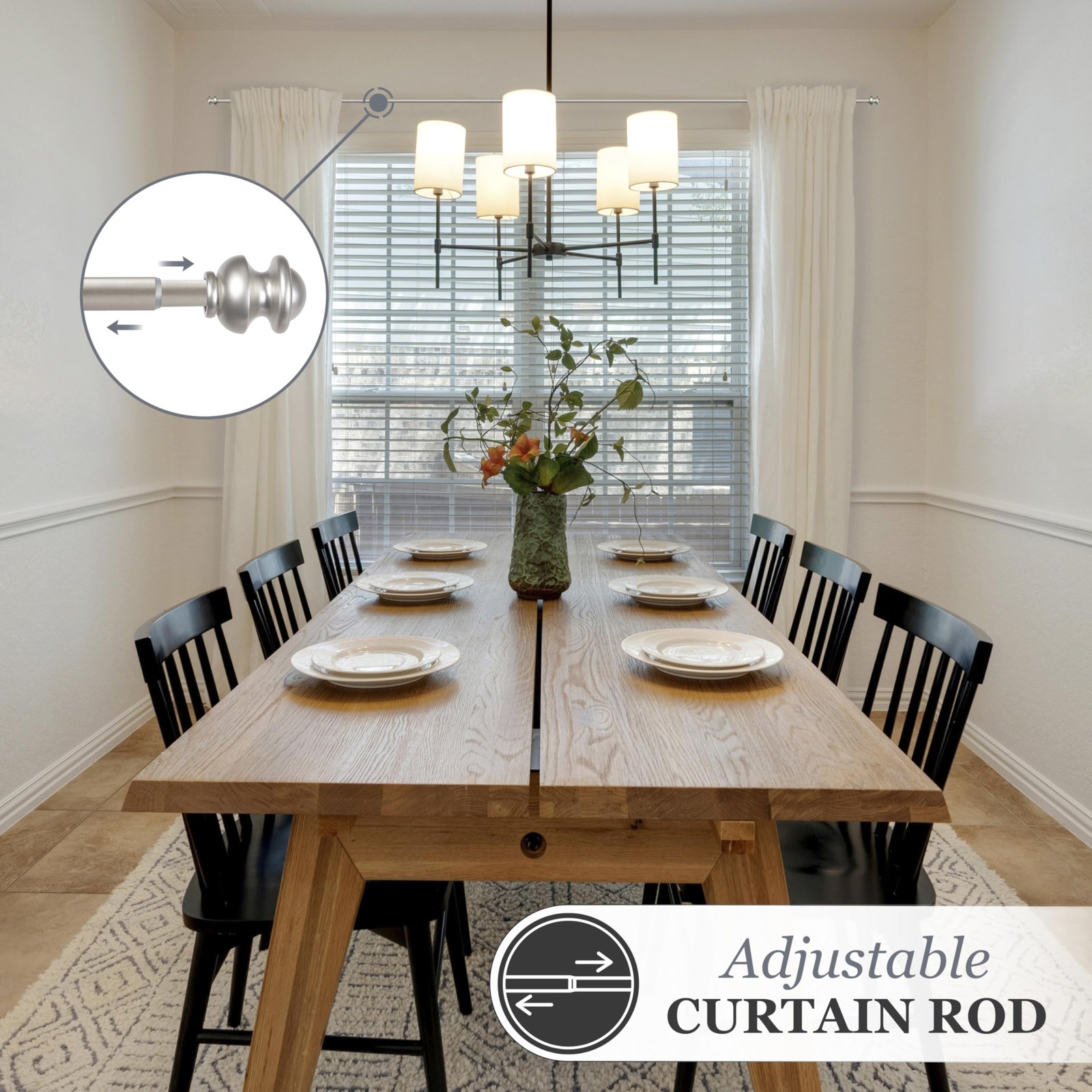 Kendall Standard Decorative Window Curtain Rod, KN71716, 28-48″ (71cm-122cm),…