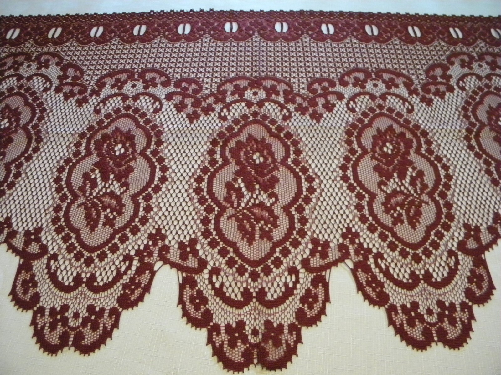 Discontinued Heritage Lace Cameo Rose 60″ x 24″ Burgundy Festoon Window Valance