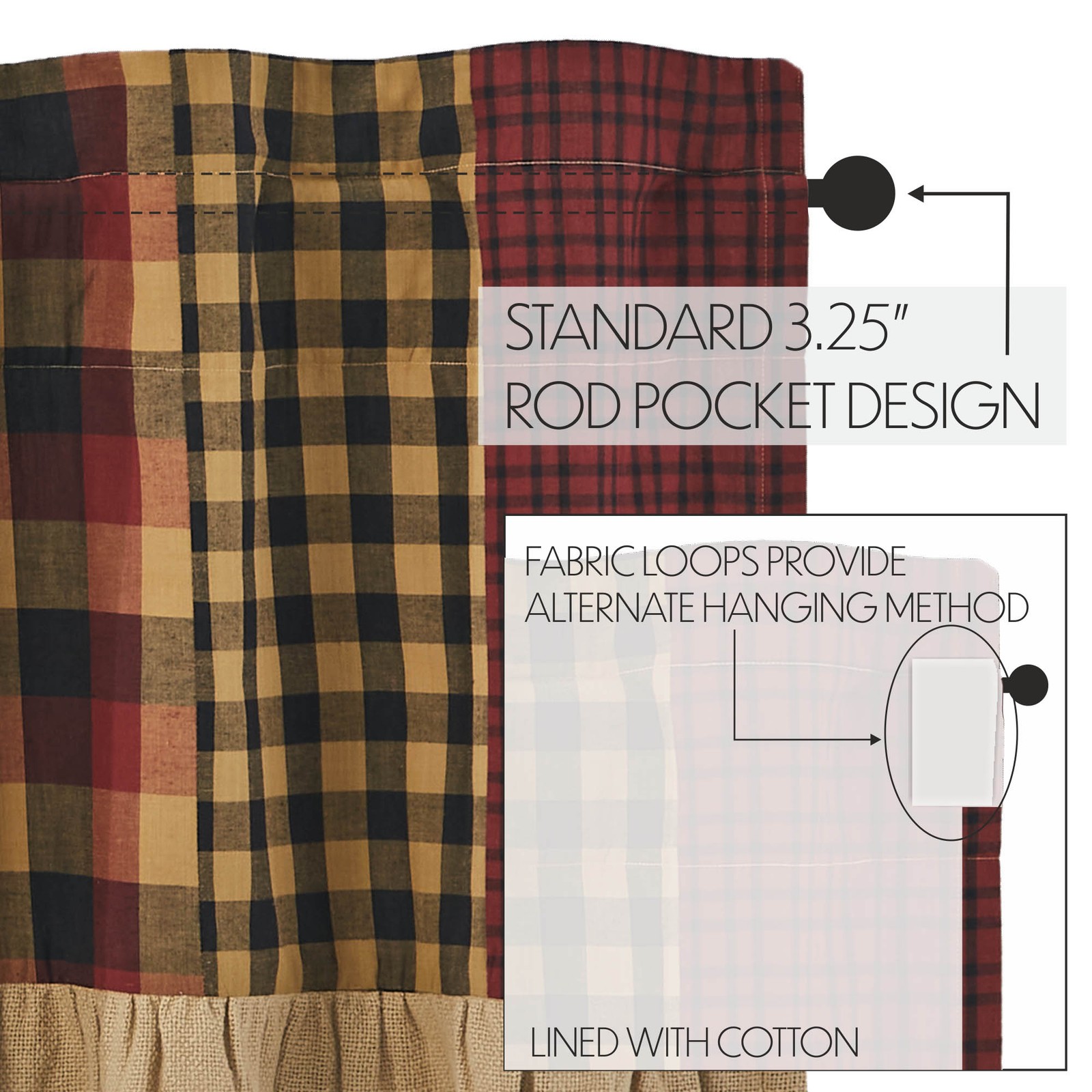 VHC Brands Connell Patchwork Valance 18×72
