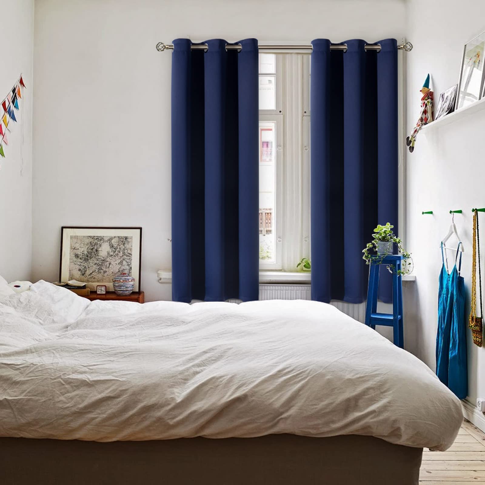 BGment Blackout Curtains for Bedroom 63 Inches Long – Navy Blue Room Darkenin…