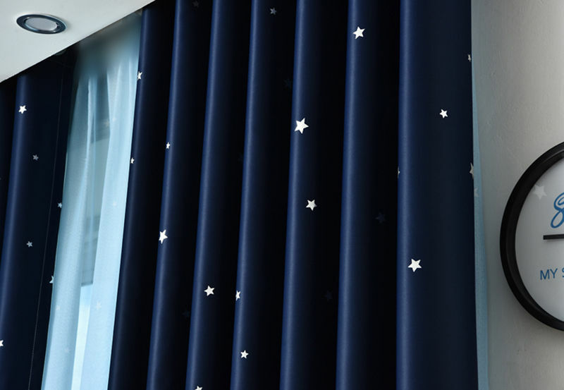 Water Castle Silver Plating Blockout Dark Blue Cloth Curtains Sheer 1 Panel 96″