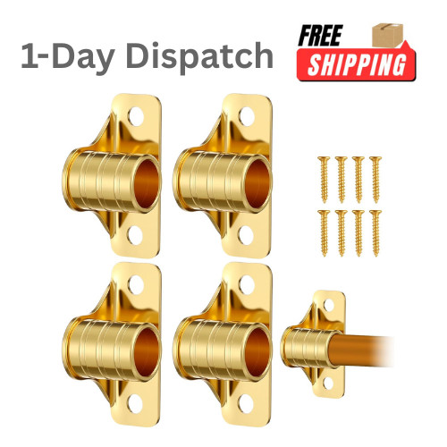MorningRo 4 Pcs Outside Mount Curtain Rod Bracket 3/8″ Brass Gold
