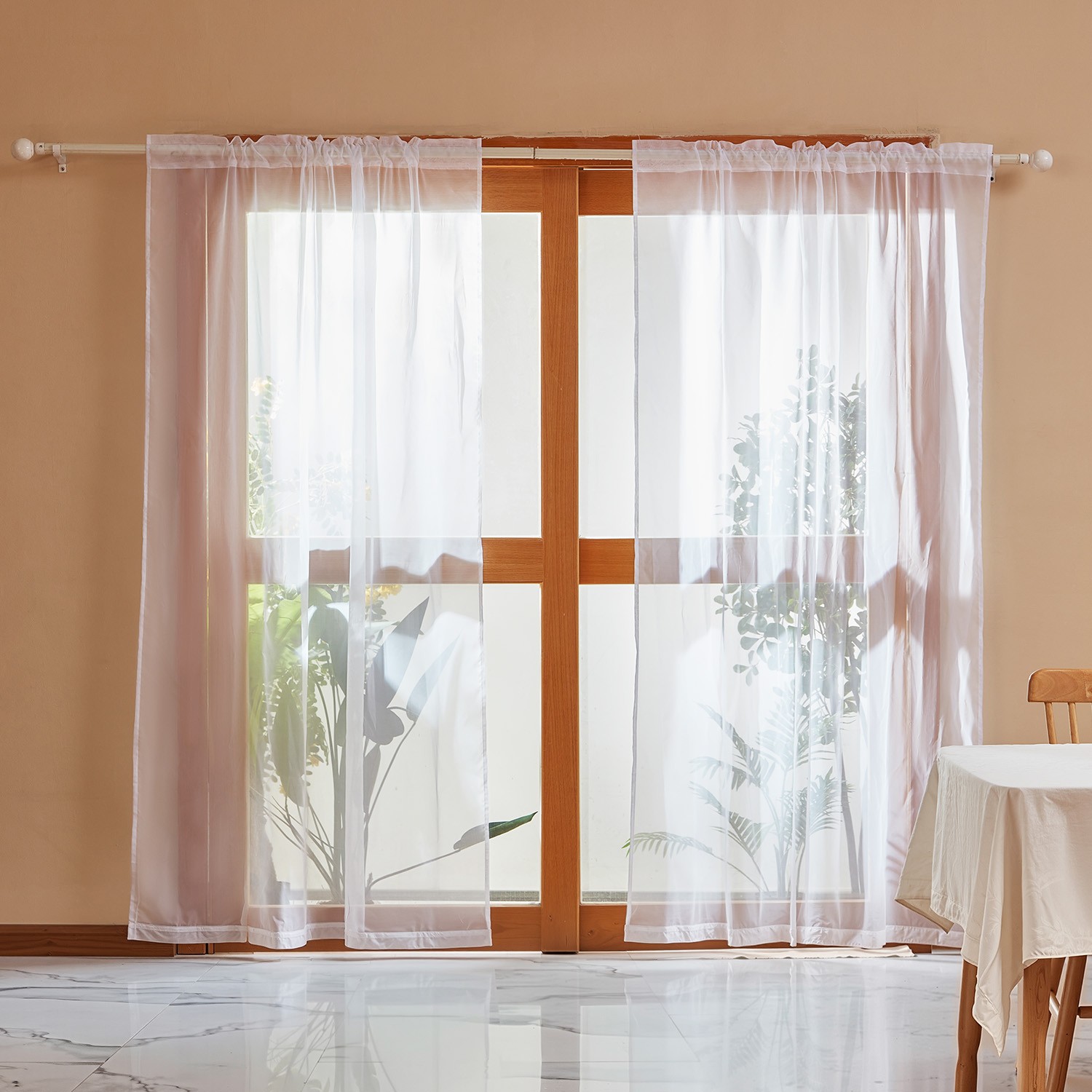 Uimoso 2-Panel Sheer Window Curtains, 52×84 Inches, Rod Pocket Design, Polyester
