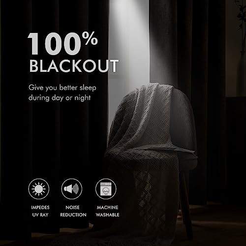 Linen Texture Curtains for Bedroom Solid 52″W x 84″L (Pack of 2) 2 Dusty Blue