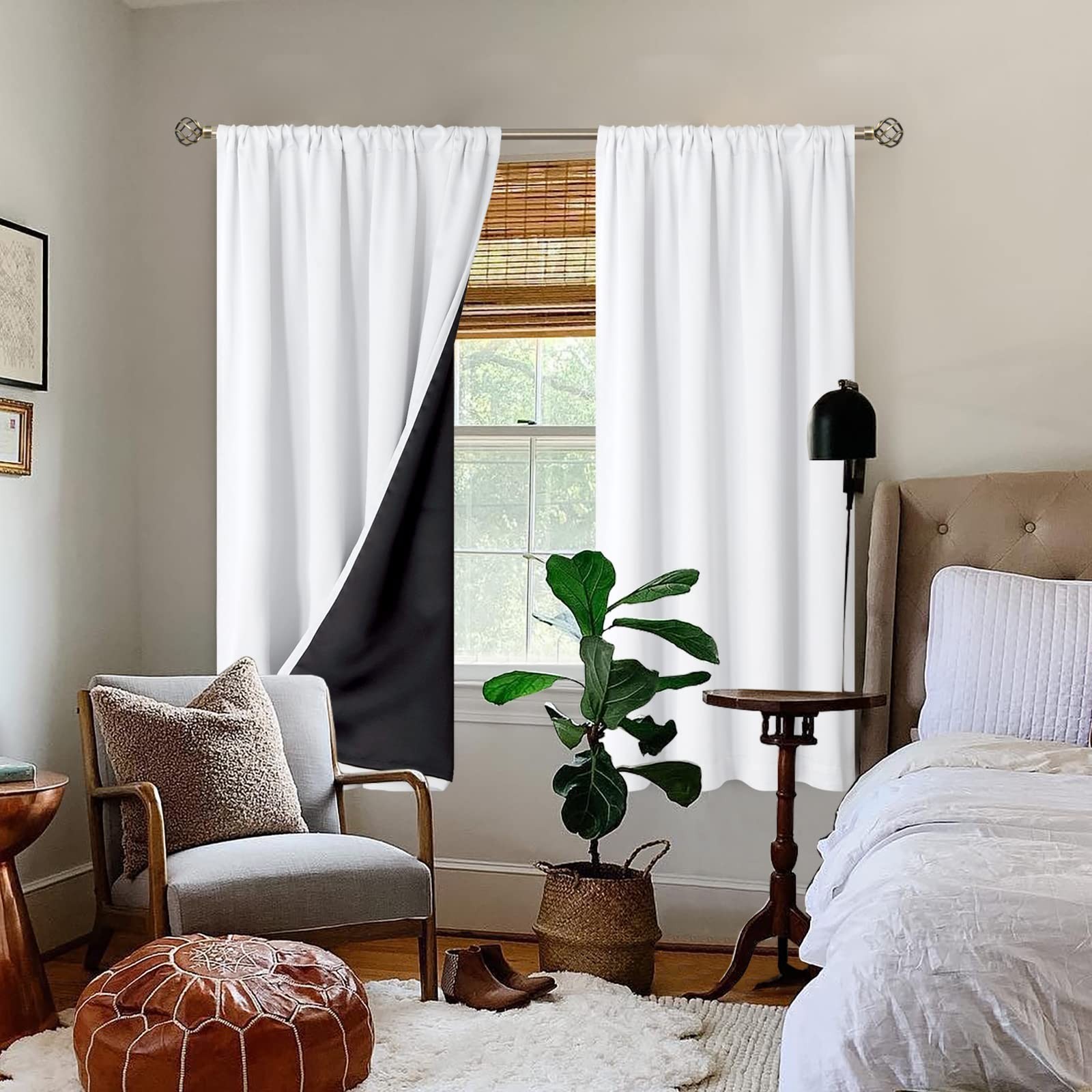 BGment White Blackout Curtains for Bedroom 63 Inch Long – Thermal Insulated