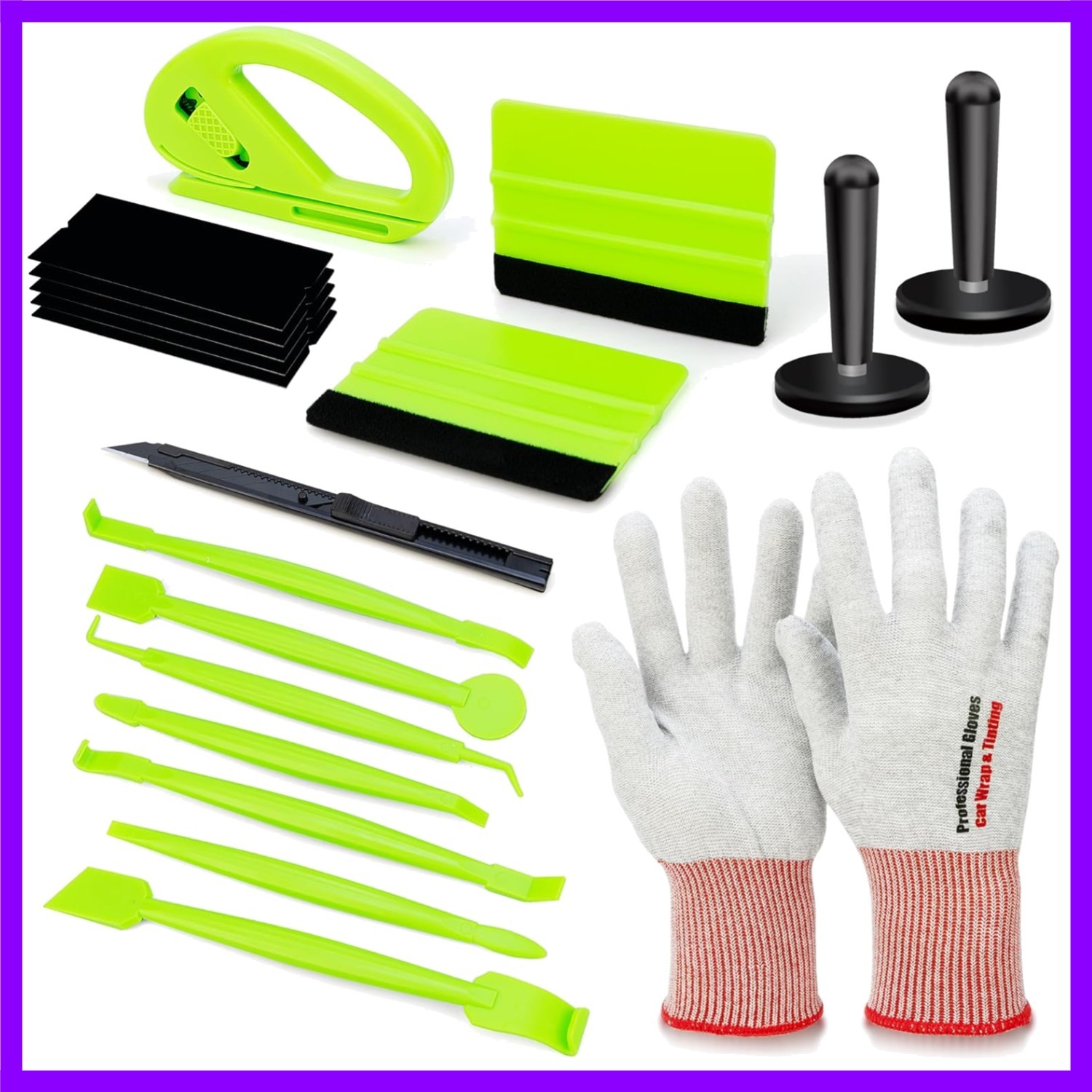 Vinyl Wrap Tool Kit: 7PCS Car Wrap Installation Tools with Carbon Fiber