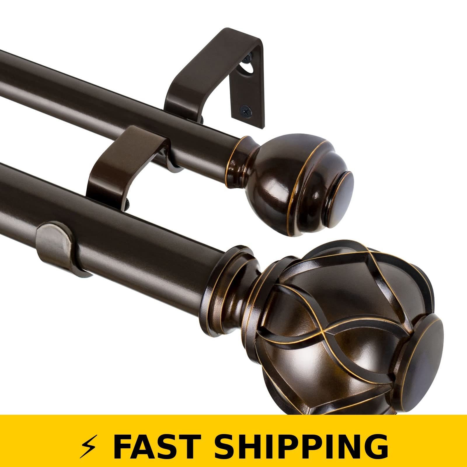 KAMANINA 1 Inch Double Curtain Rods 72 to 144 Inches – Antique Bronze