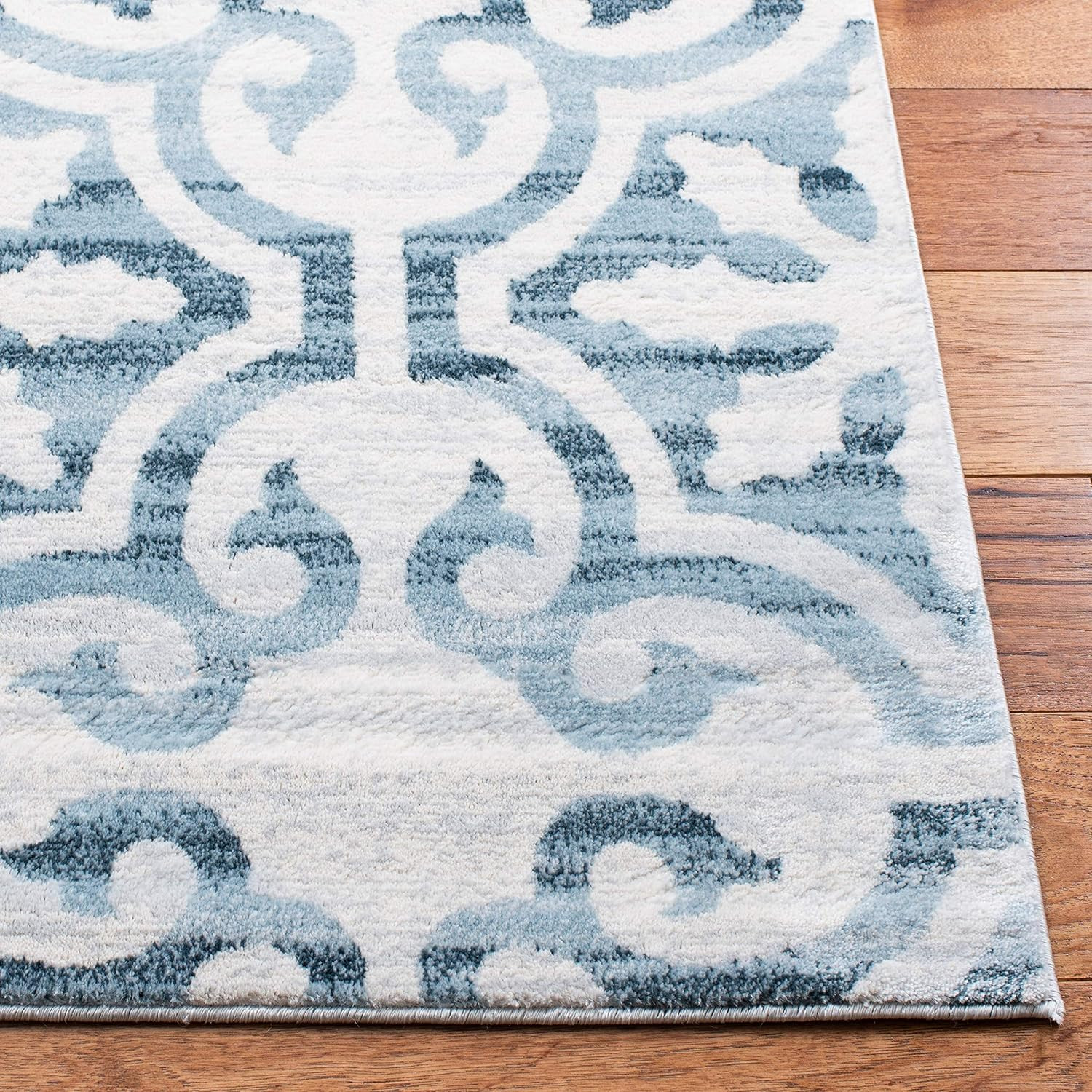 Navy/Ivory Moroccan Geometric 6’7″ Square Non-Shedding Area Rug by SAFAVIEH