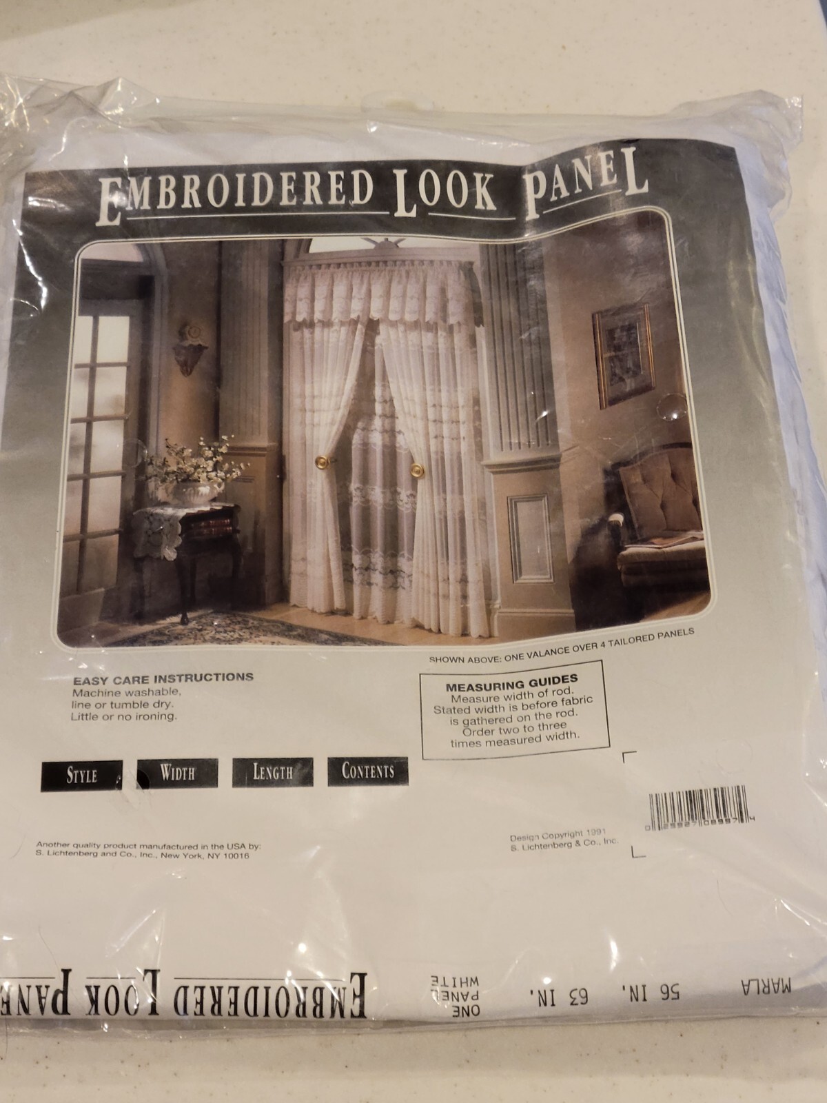 S. Lichtenberg And Co. Marla Embroidered Look White Curtain Panel 56×63 inch