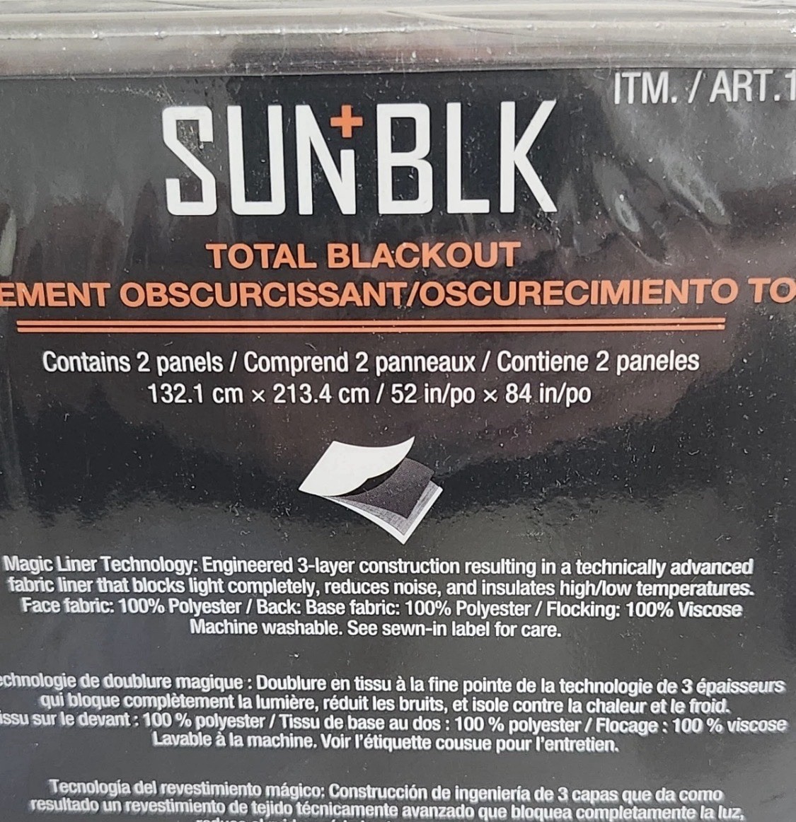 SUN+BLK Total Blackout Window Curtains, 52” x 84”, 2 Thermal panels Maxwell Grey