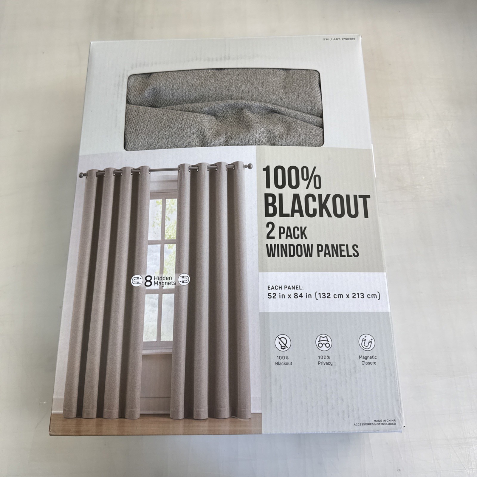 100% Blackout Curtains 52×84 2 Pack Magnetic Closure Beige Window Panels