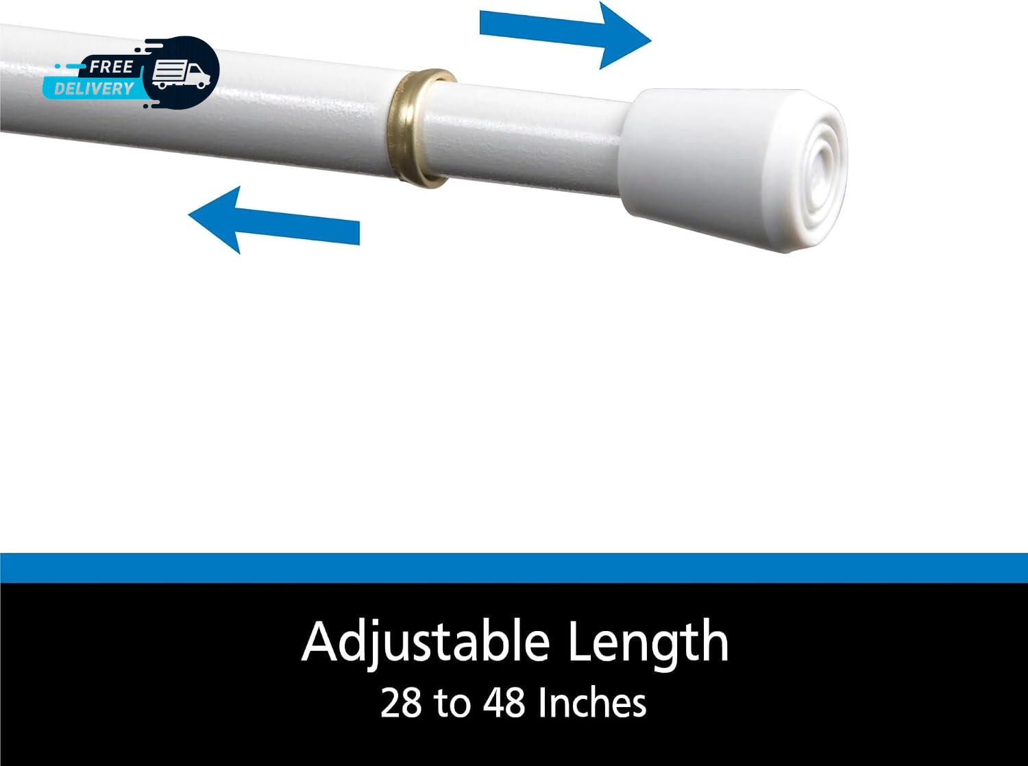 28-48 In. Adjustable Spring Tension Curtain Rod 7/16 In. Diameter Steel Tube
