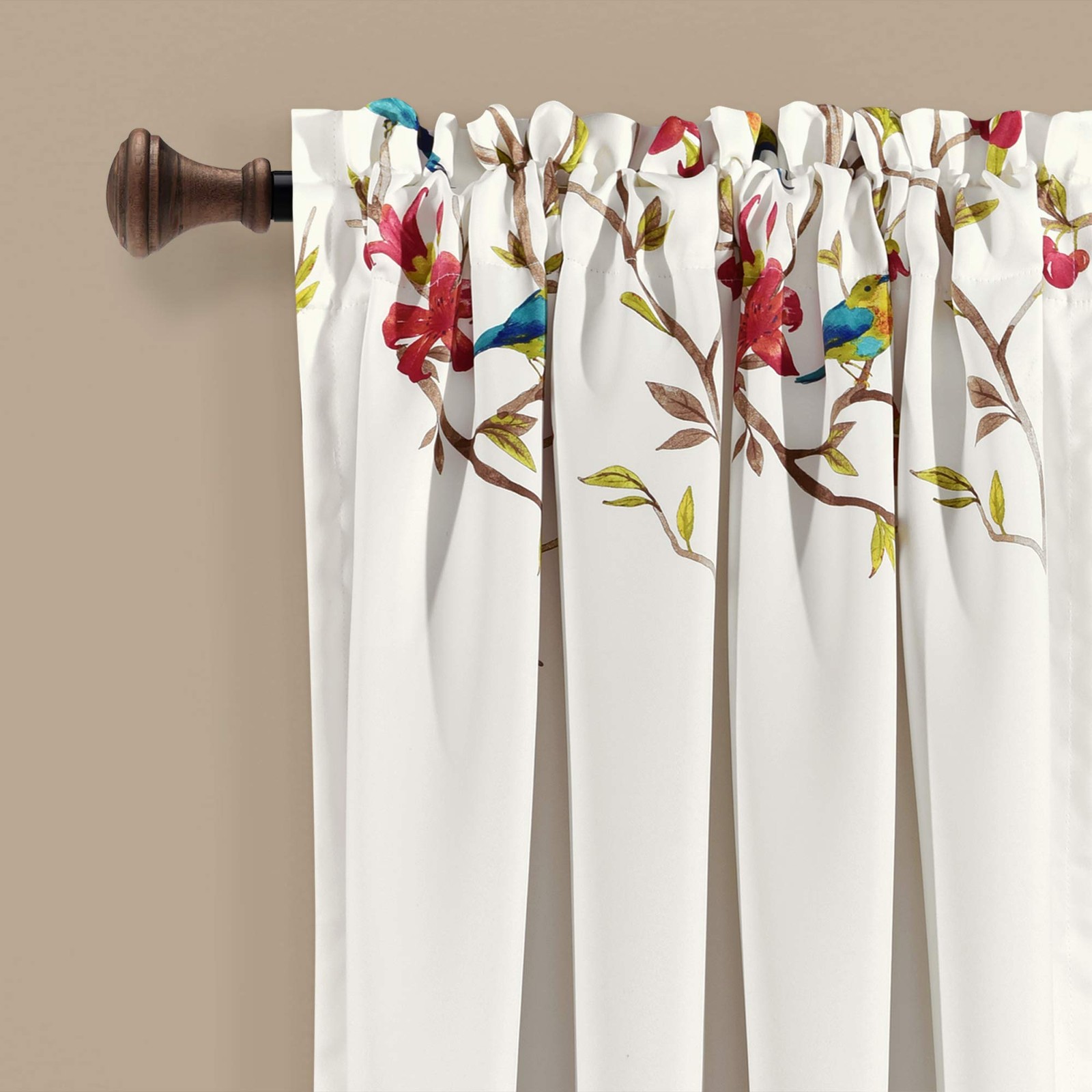 Neela Birds Light Filtering Window Curtain Panel Pair 84 L X 52 W Ivory B