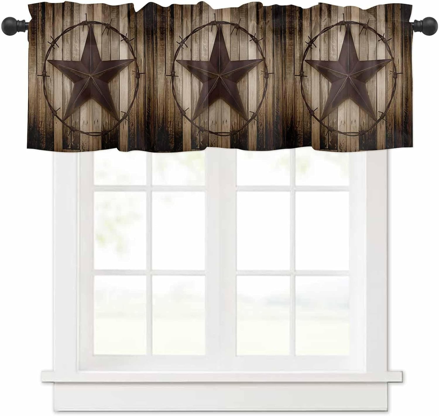 Western Texas Star Valance Curtain – Rustic Charm for Kitchen & Living Room