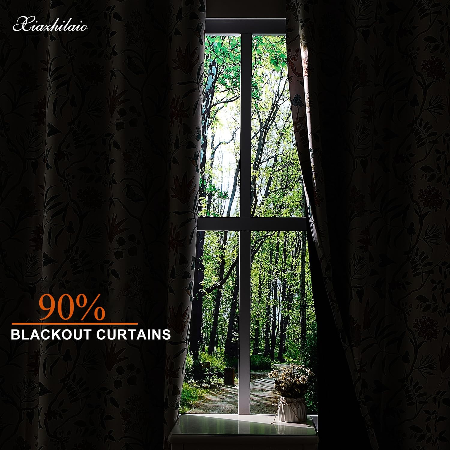 Blackout Curtains 52 x 63 Inches 2 Panels, Watercolor Wildflower & Vine Print…