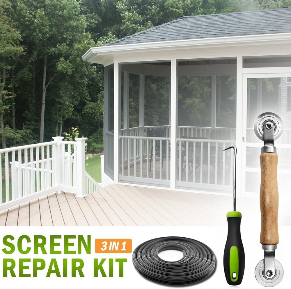 Screen Repair kit, Screen Roller Tool, Steel Roller with Bear+32ft Screen