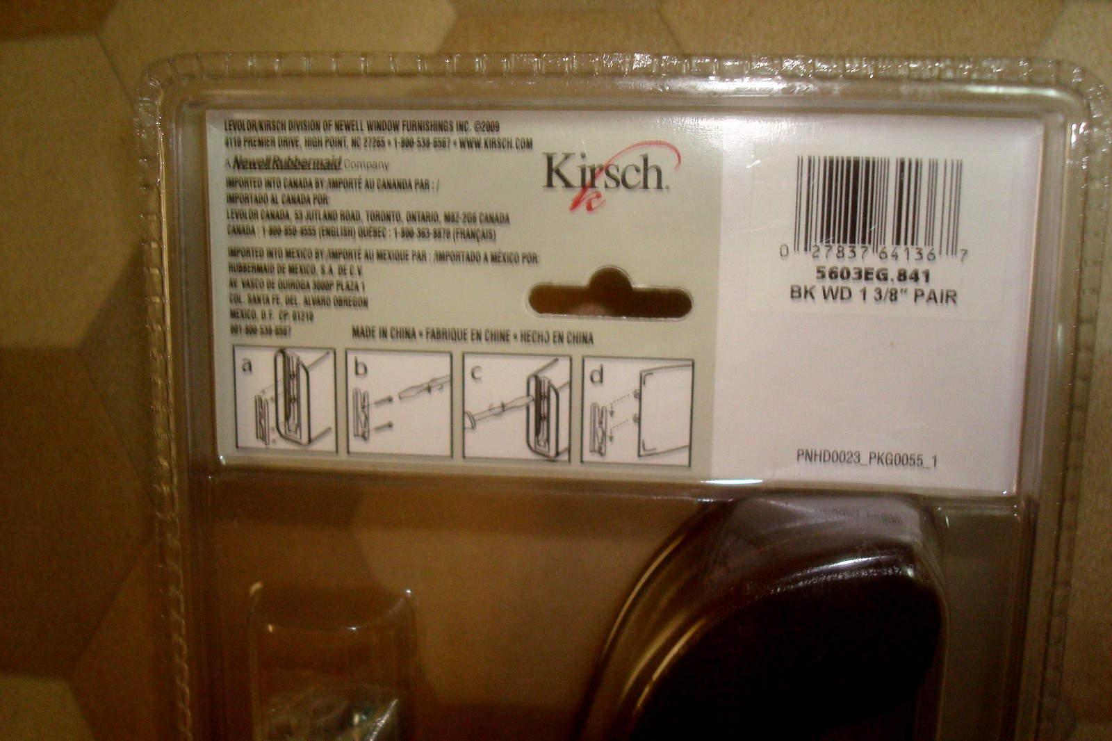 NIP 2 KIRSCH Wood Pole Mounting Brackets for 1 3/8″ Pole Coffee 5603EG 841