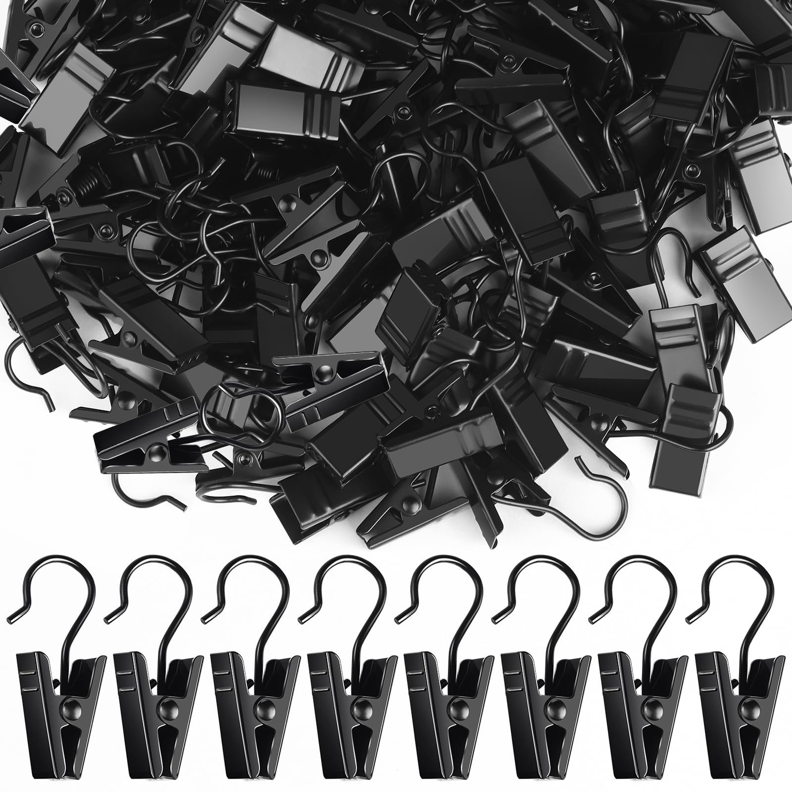 100 Pack Small Curtain Clips Curtain Hooks for Outdoor String Lights, Stainle…