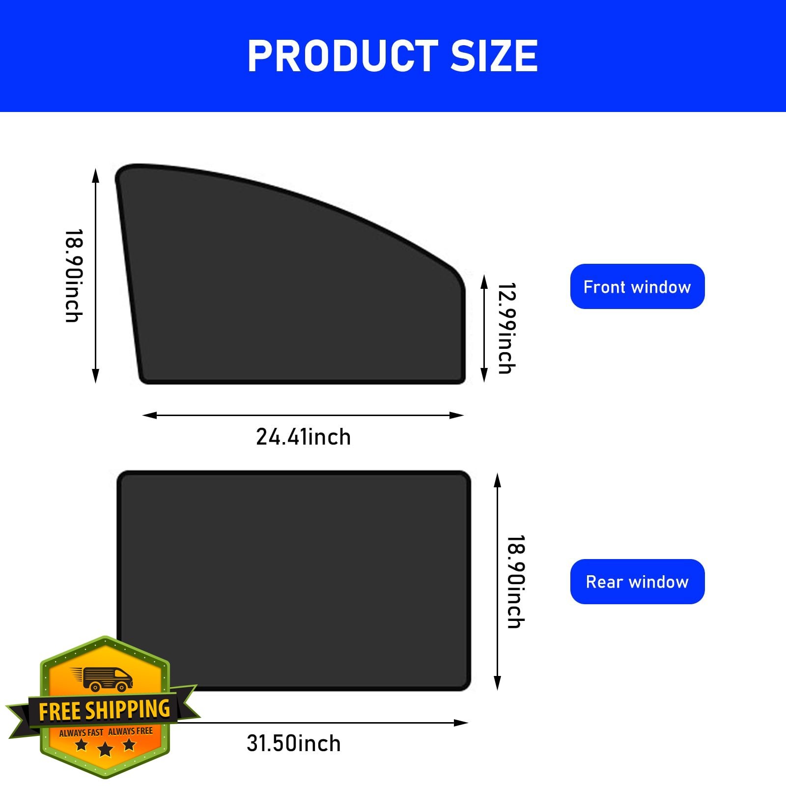 Flygun 4 PCS Black Car Window Sun Shade