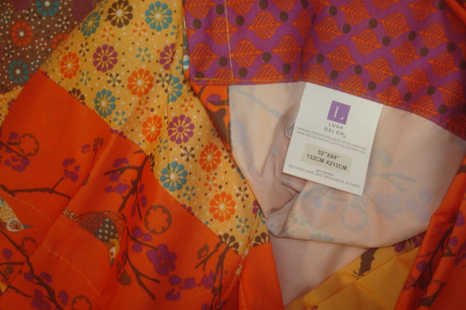 NWT 2 pc Lush Decor Window Panels Curtains Bohemian Royal Empire Orange 84″ lg