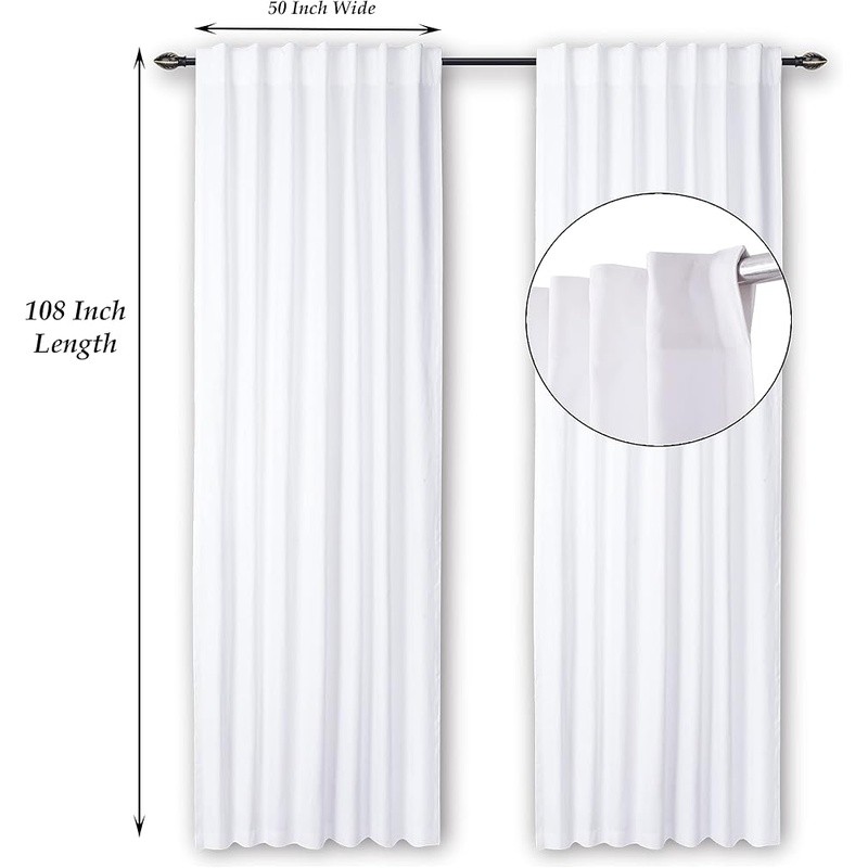 Elegant White Cotton Curtains Light Filtering Privacy 2 Panels Home Decor New