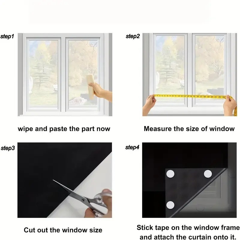 Portable Blackout Curtain DIY Window Shade Self Adhesive Travel Blind
