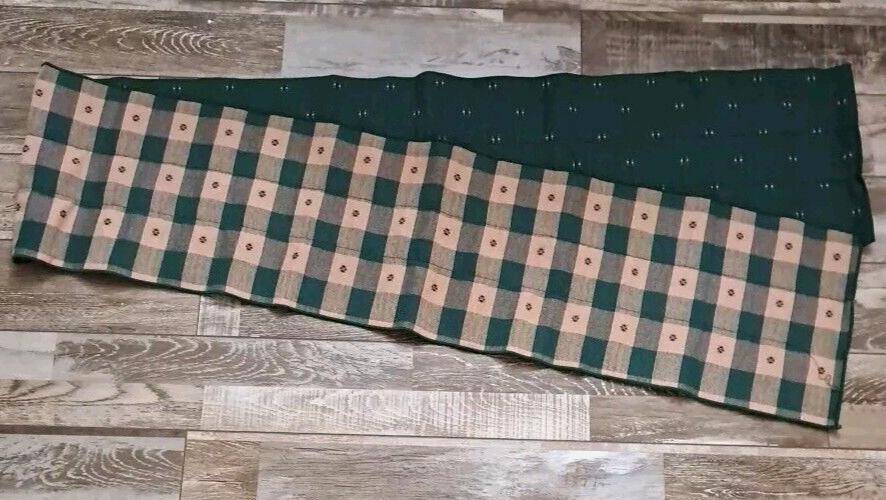 Plaid Curtain Valance Green Ivory Handmade Farmhouse Country Cottage 11×88