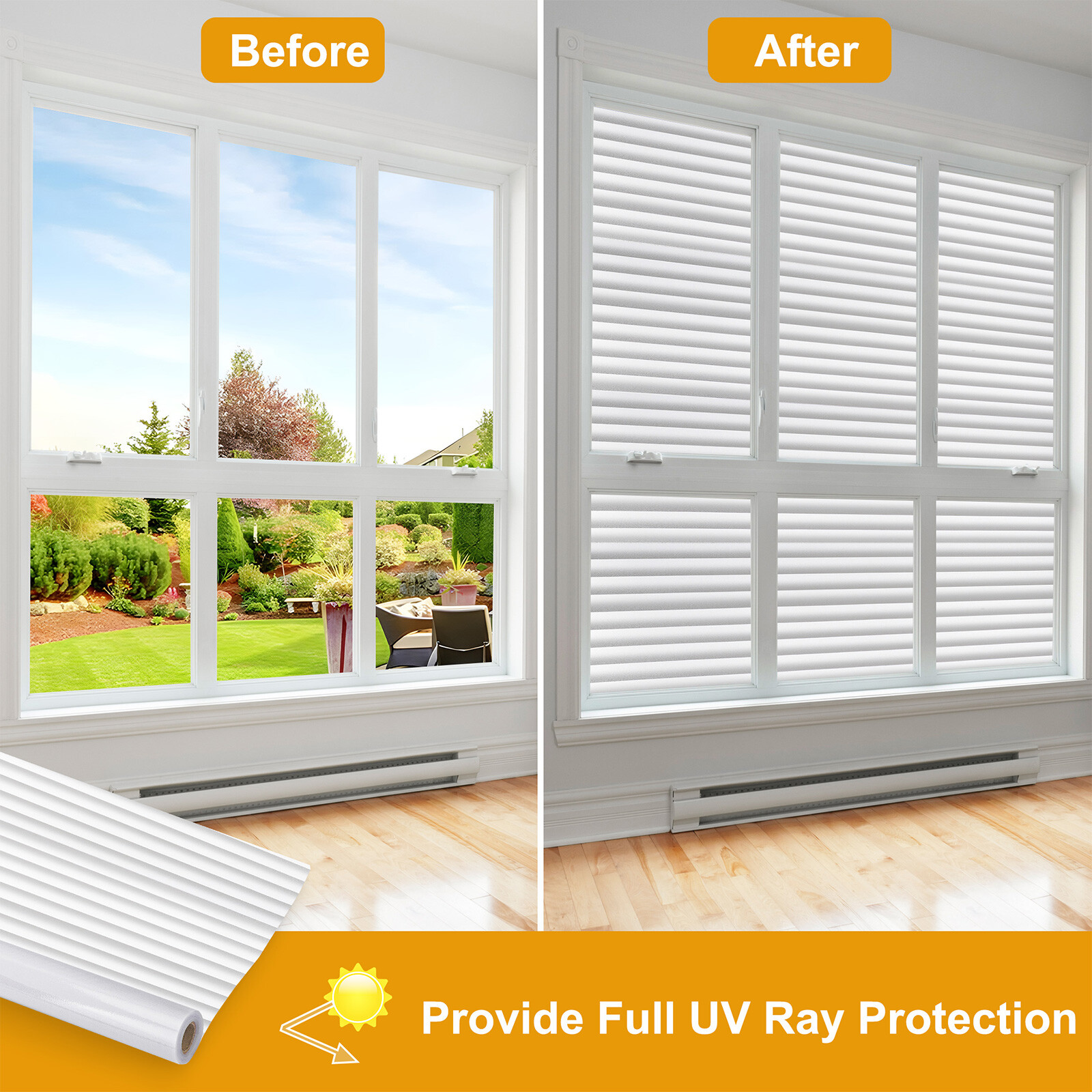 78.7 x 17.8” Window Glass Film Privacy Static Cling Glass Tint for Office Bath