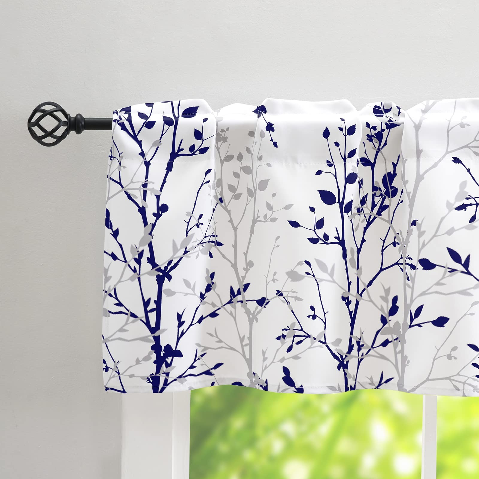 Luvyohmee Tree Branch Printed Curtain Valance, 18 inches Long Window Treatment