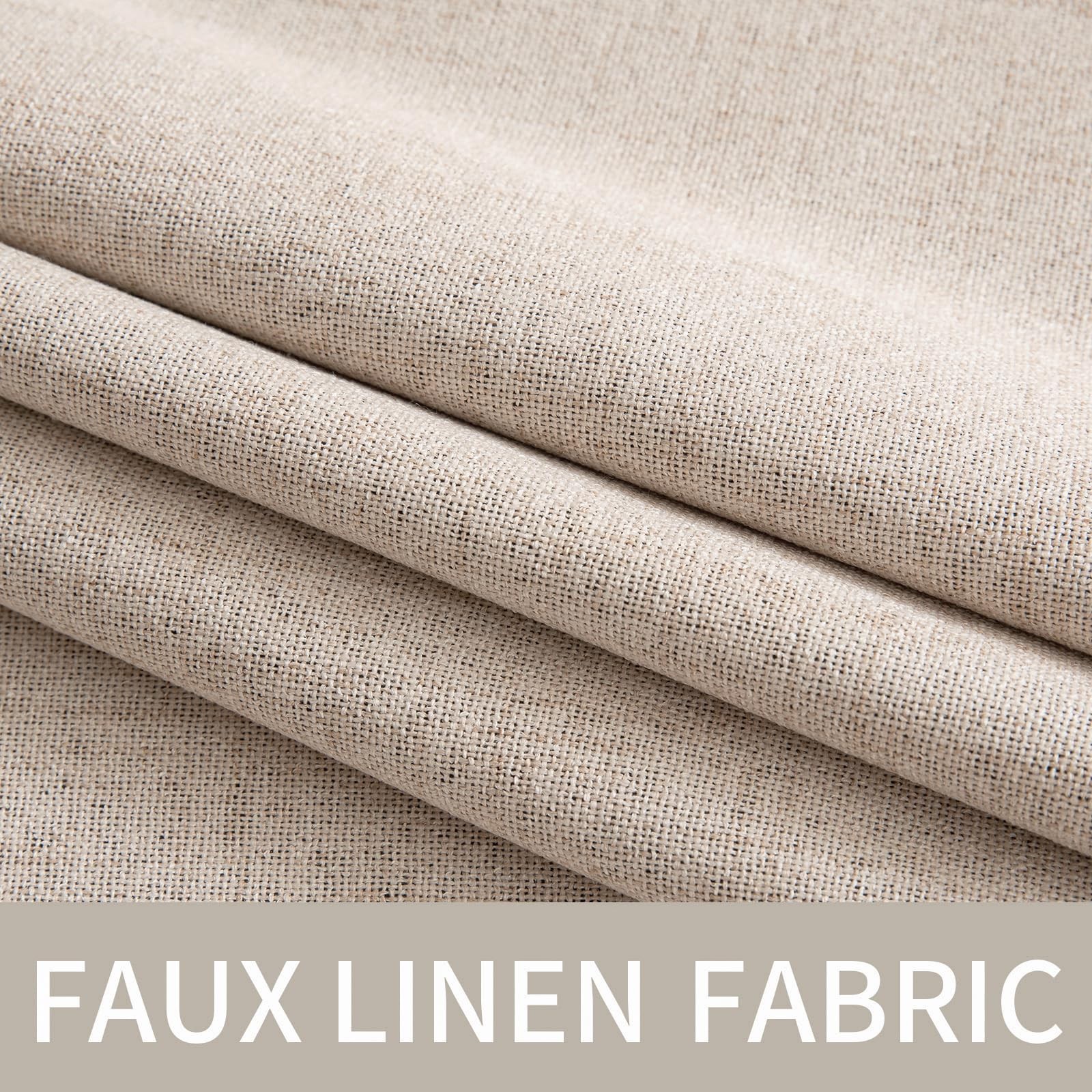 Miulee 100 Blackout Linen Textured Curtains For Bedroom Solid Thermal Insulated