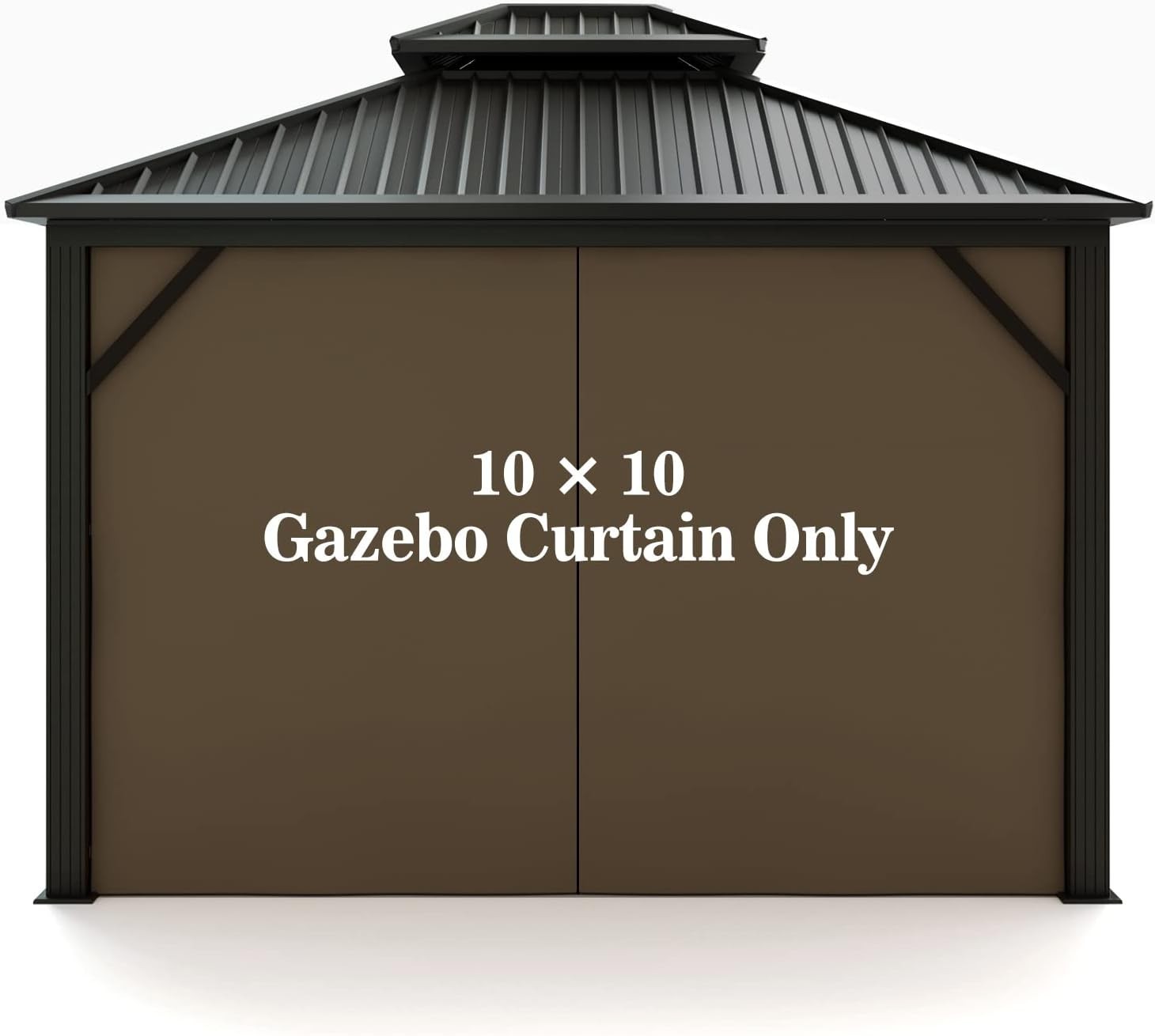 10×10 Brown Waterproof UV-Resistant Gazebo Privacy Curtain with Zipper