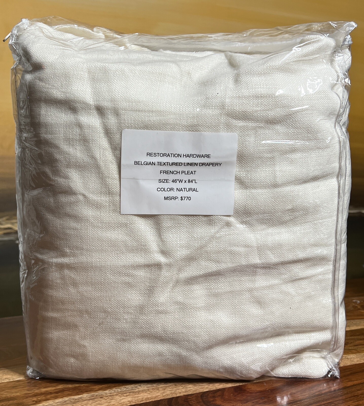 Restoration Hardware Textured Belgian Linen Drapery FP 46″ x 84″ Natural $770