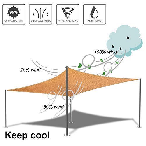 Rectangle Sun Shade Sail Canopy, 6′ x 8′ Patio x Rectangle, Sand