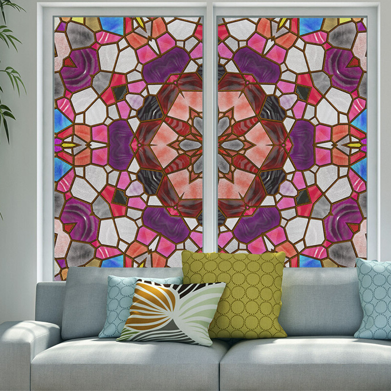 3D Rainbow Glass Privacy Film Stained Static Cling Sticker Frosted Window /Decor