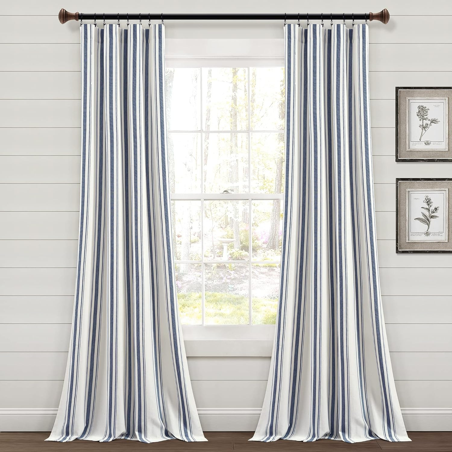 Farmhouse Stripe Yarn Dyed Eco-Friendly Recycled Cotton Window Curtain Panel Pai