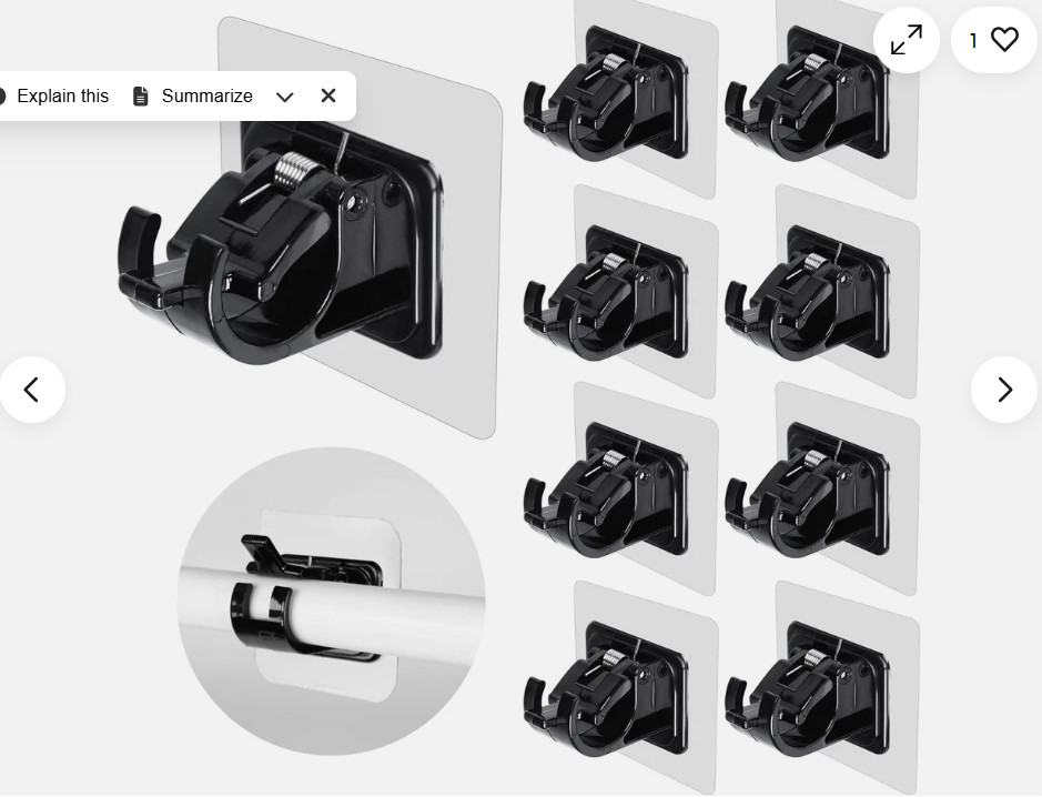 Curtain Rod Brackets No Drilling,Self Adhesive Curtain Rod Holder Hooks for Home