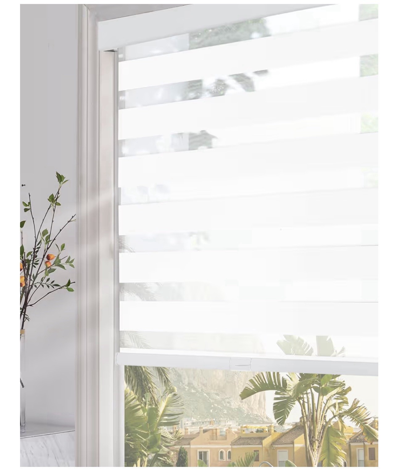 34×72 Cordless Zebra Roller Blinds White Blackout Window Shade