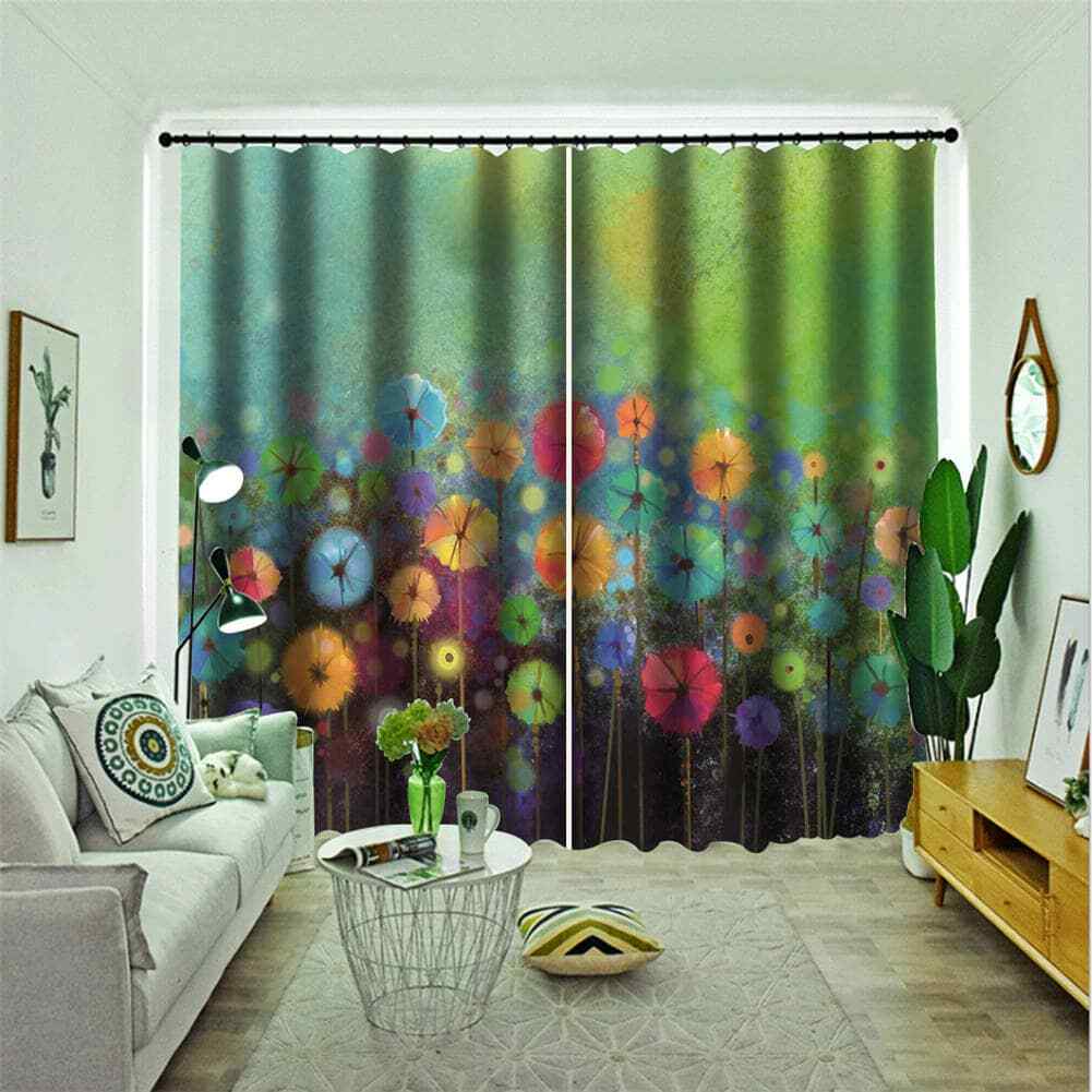 Dreamy and casual little dandelion Printing 3D Blockout Curtains Fabric Window