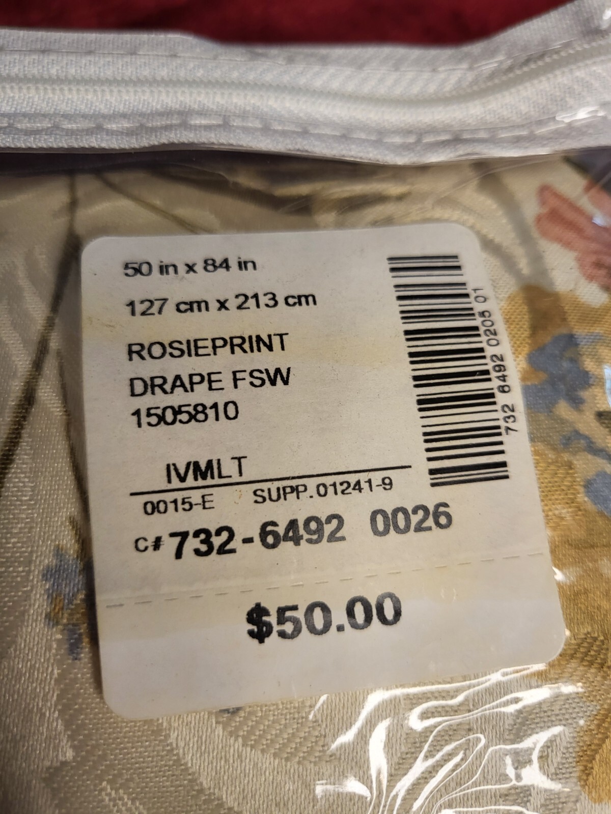JC PENNEY HOME COLLECTION ONE PINCH-PLEATED PAIR ROSIEPRINT DRAPES 50 X 84 IN