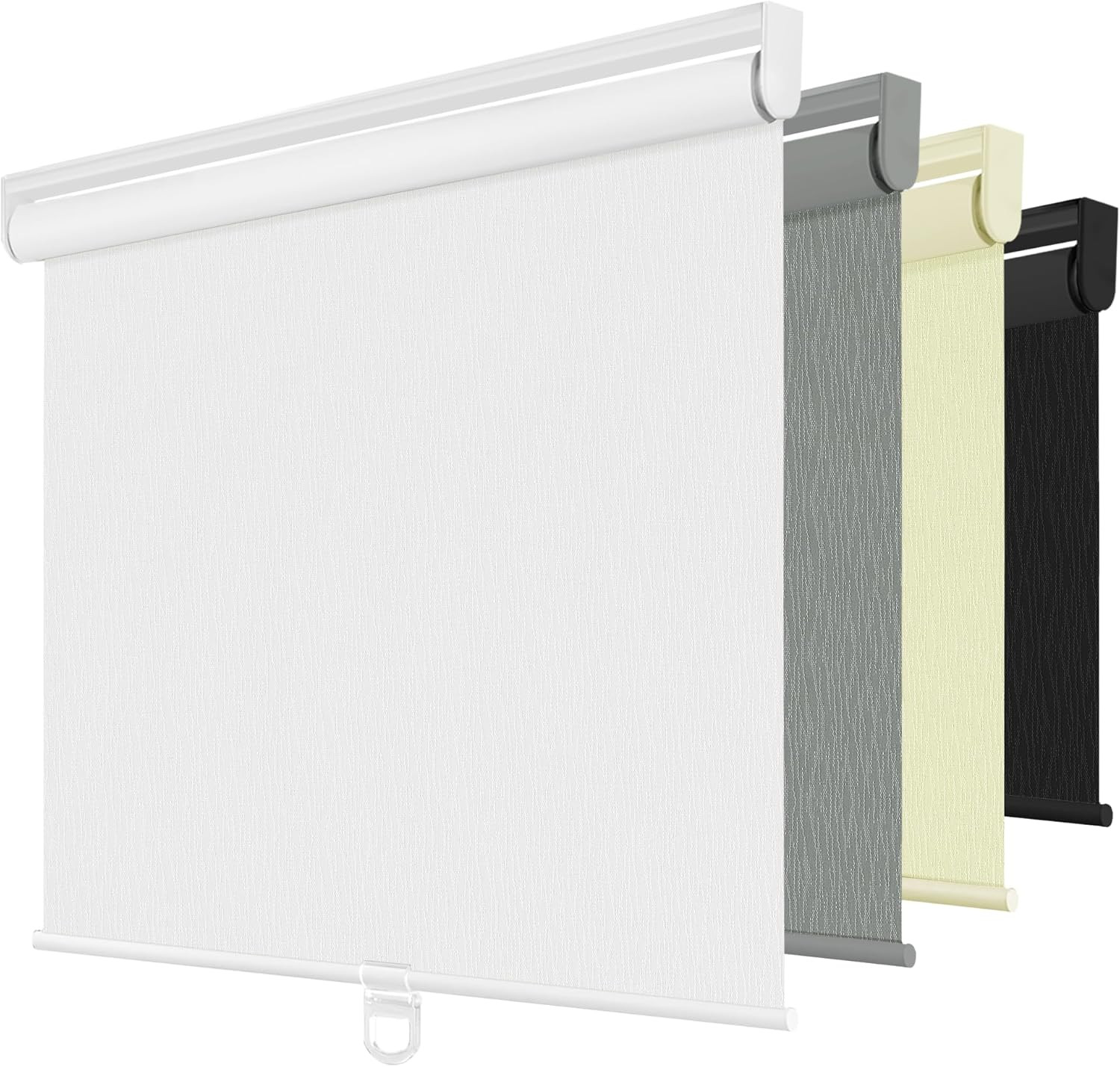 Cordless Blackout Roller Shades, Striped Design, 57″ W X 72″ H, White