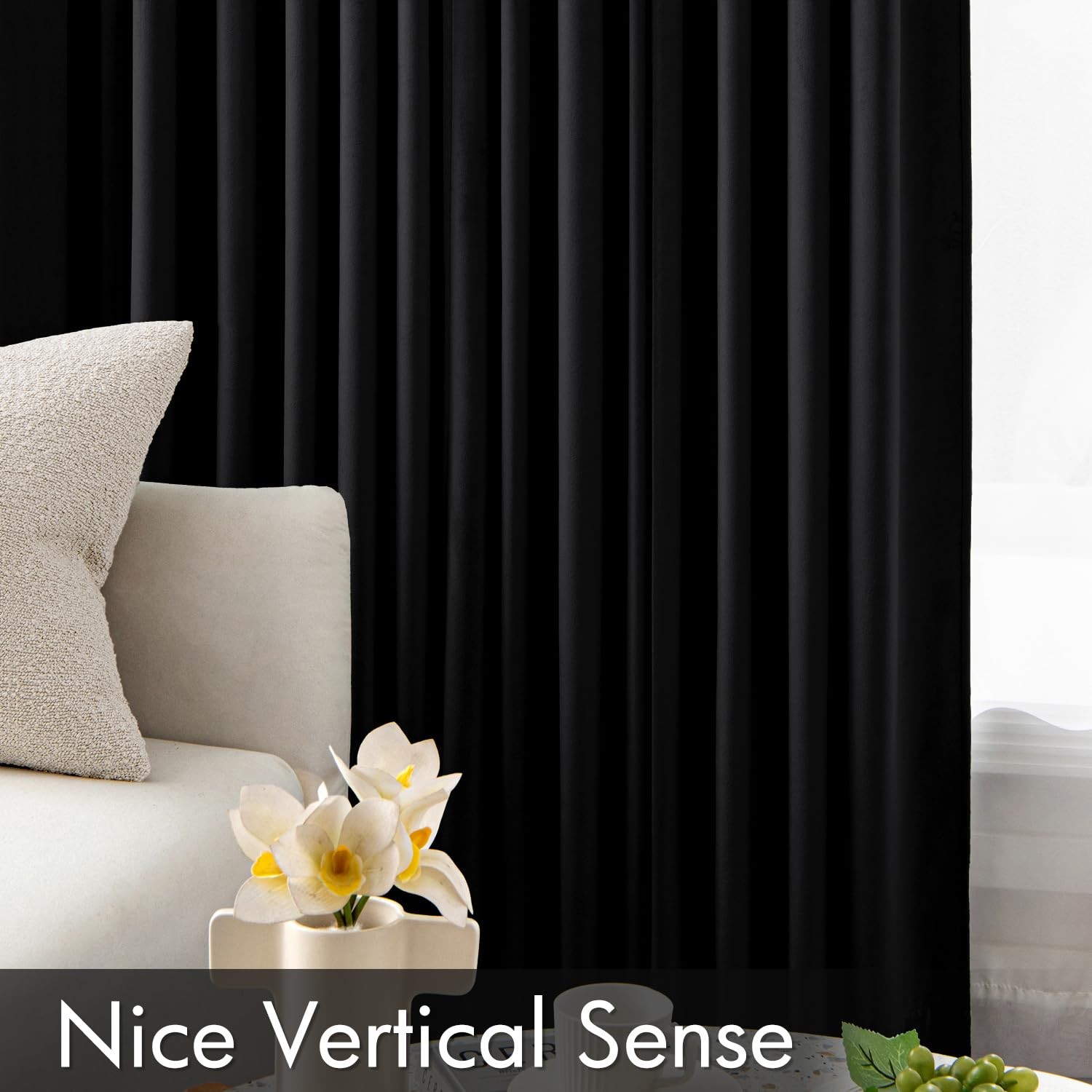 MIULEE Black Velvet Blackout Curtains 84 Inch Long Luxury Super Soft Thermal …