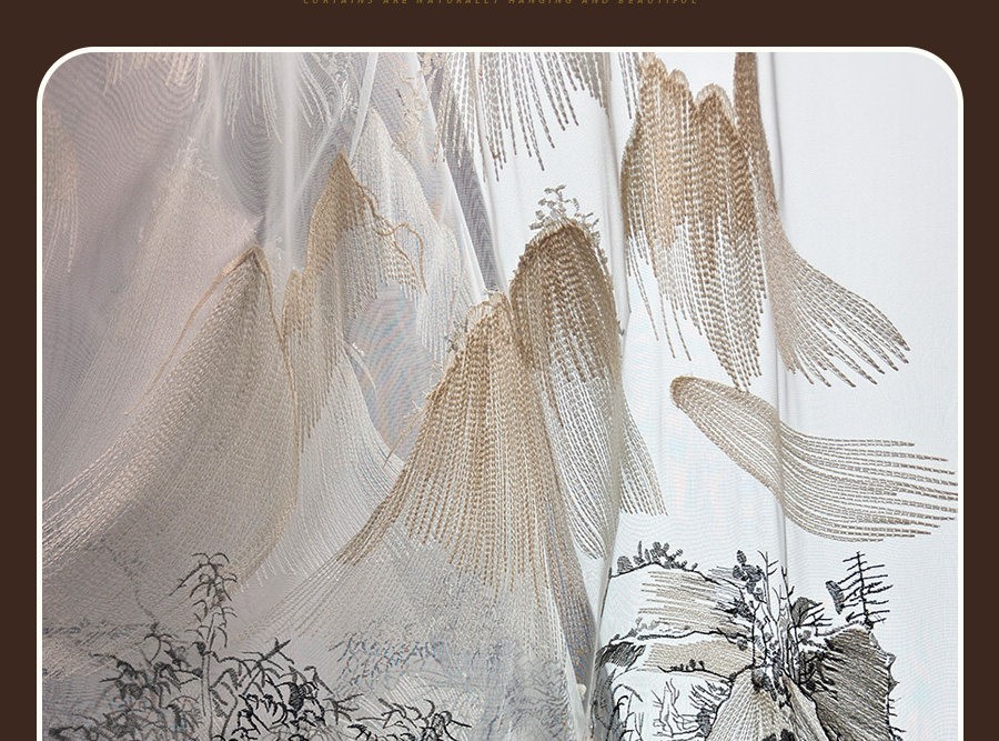 European grey bronzing embroidery flannel valance window curtain tulle M1911
