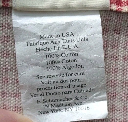 Waverly Red Fernwood & Gingham Check Valance Scalloped Edge 15.5×76″ #3