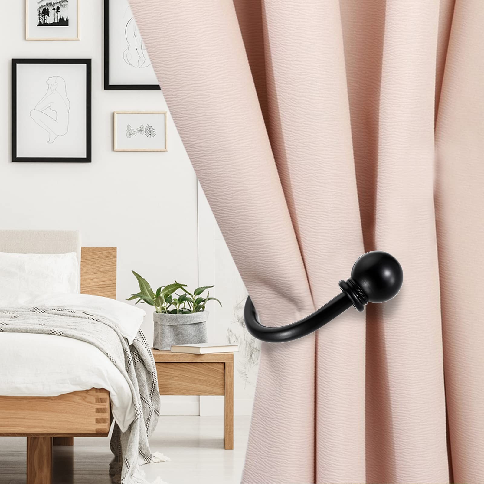 Set of 2 Metal Decorative Curtain Holdbacks, Wall Mounted Window Drapery Tieb…