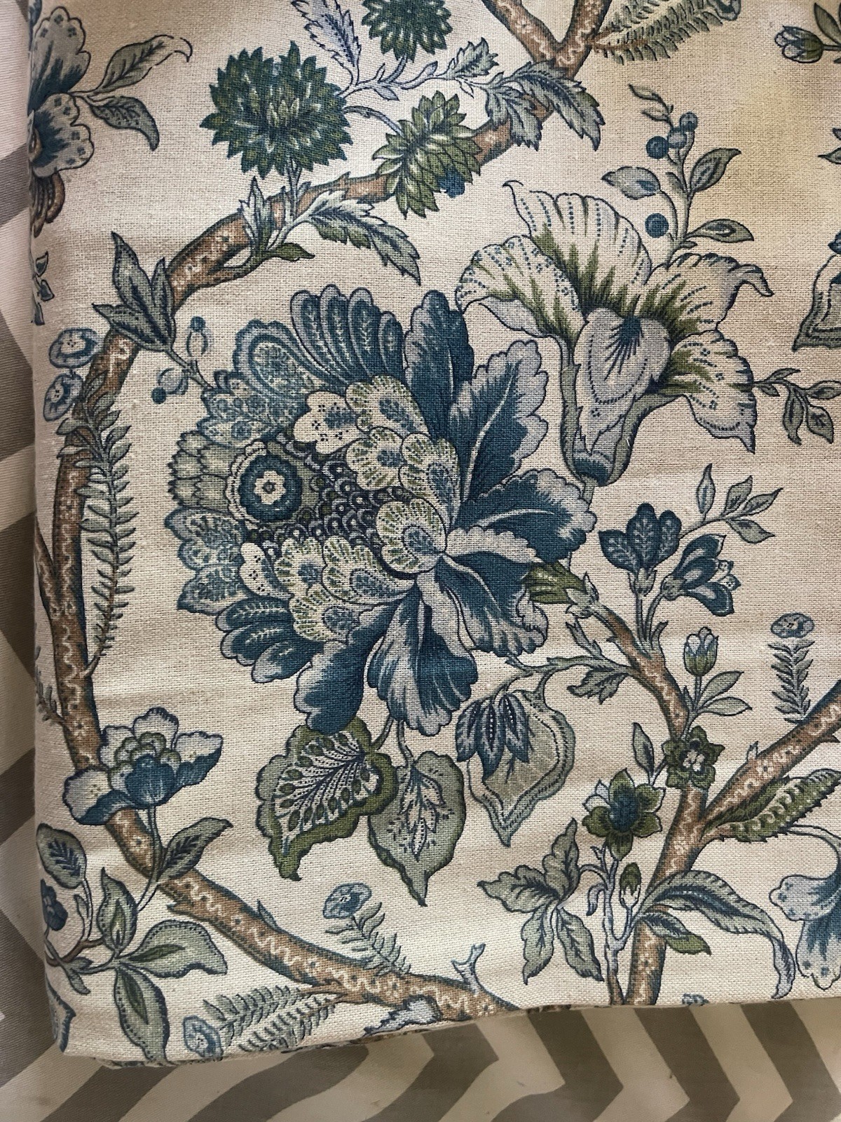 CURATED KRAVET 2-Panel Curtain Set Jacobean Blue Garden Floral Cotton 50X96 NWT