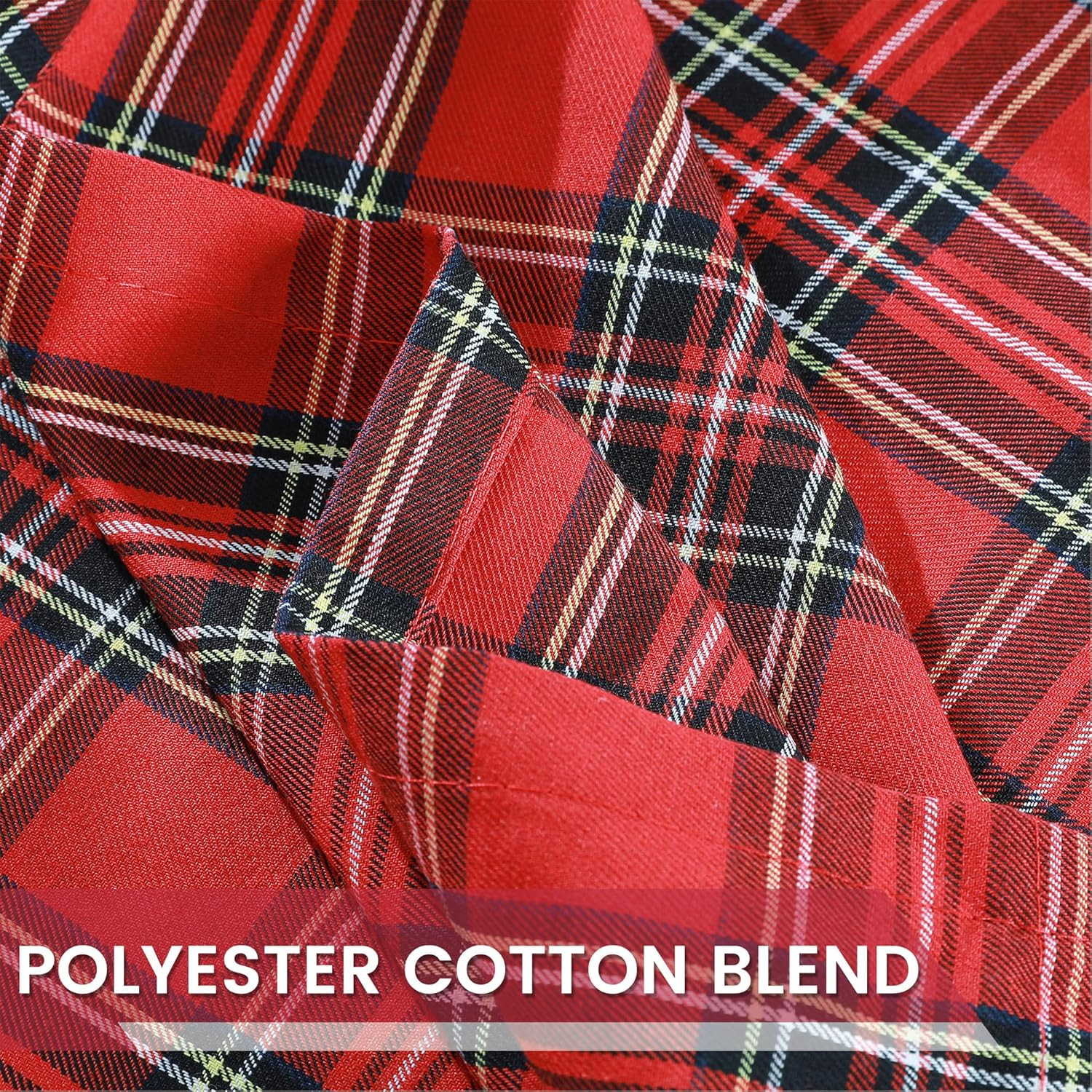 Red Curtains for Living Room Scottish Tartan Check Farmhouse Winter Holiday Dec