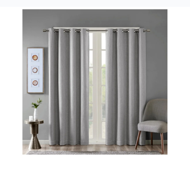 SunSmart Heathered Gray Printed Blackout Single Window 1 Curtain Panel 50W 84L