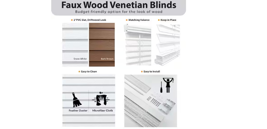 StyleWell Dark Oak Cordless Faux Wood Blind Room Darkening 23×48