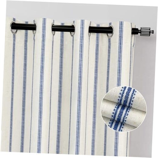 Farmhouse Linen Blend Grommet/Vertical Striped 52″W x 96″L (Pack of 2) Navy